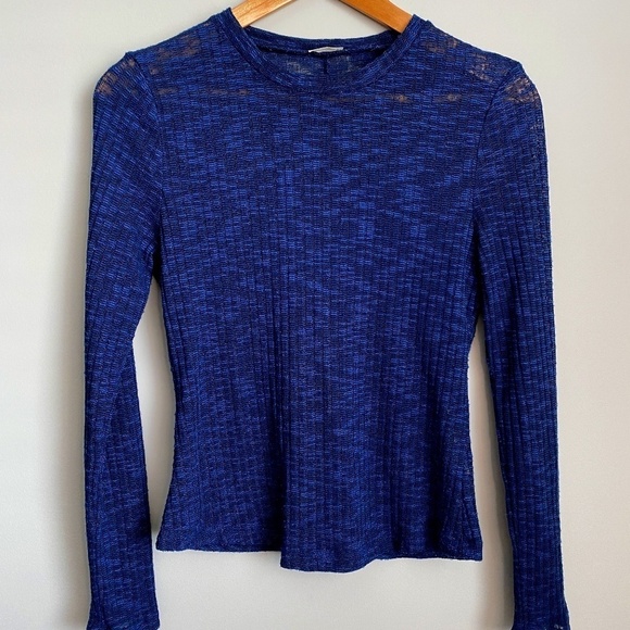 Free People‎ Intimately Women's Blue Long Sleeve See-Through Layering Top Medium - Picture 1 of 11